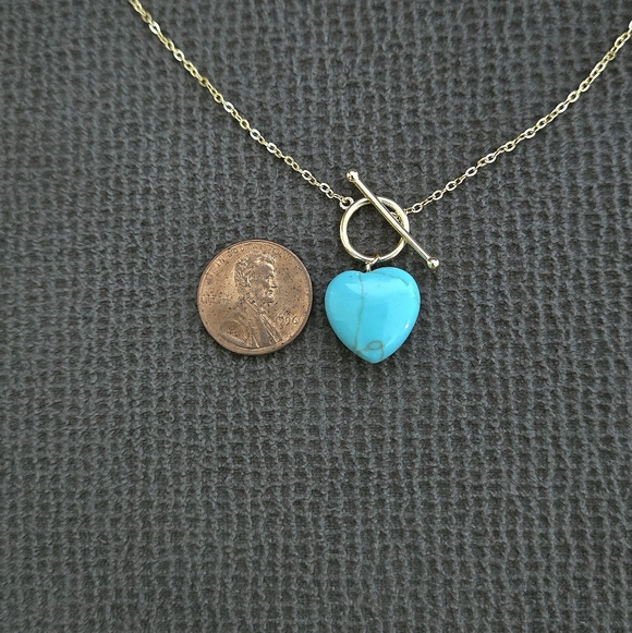 Blue Jade Heart🩵 Pendant Toggle Necklace - NWT - Picture 8 of 16